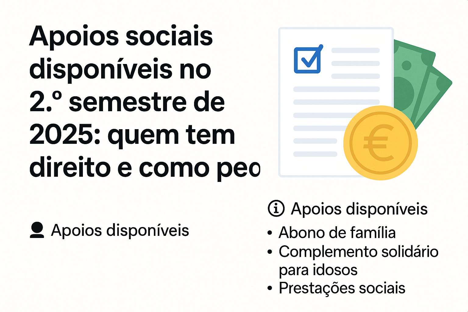 apoios sociais disponíveis no 2.º semestre de 2025 em Portugal